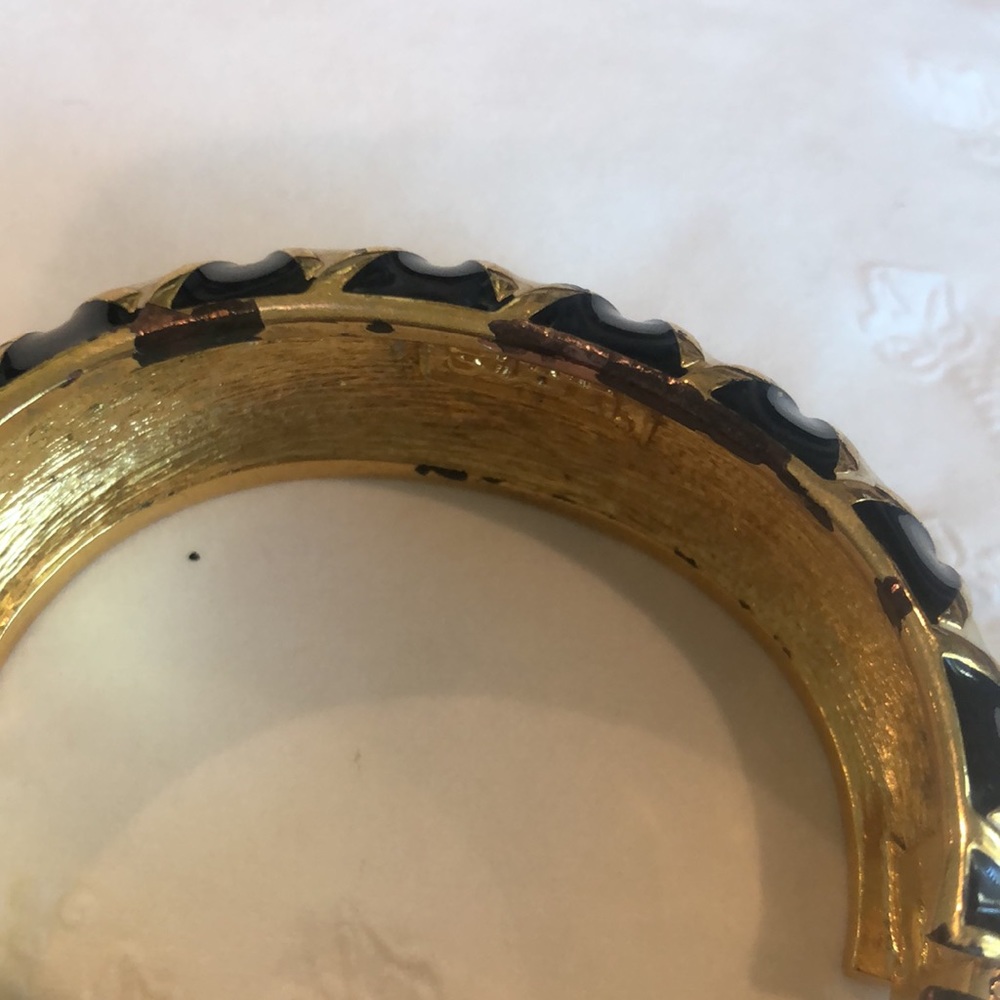 St. John Black, White and Gold Enamel Hinged Bracelet - Picture 5 of 6
